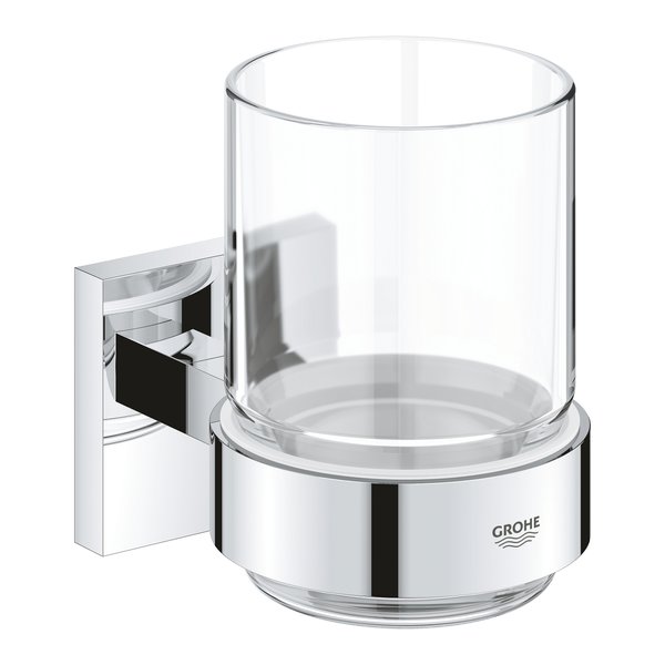 Стакан для зубних щіток GROHE QuickFix Start Cube 41097000 прямокутний скляний хром CV033406