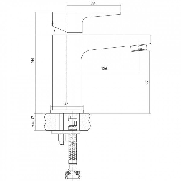 Змішувач для умивальника одноважільний CERSANIT Vigo хром латунь з донним клапаном AATW1000243731