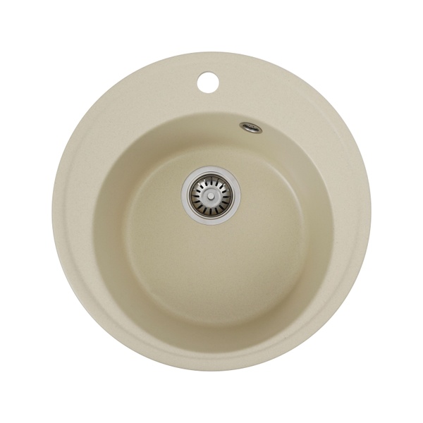 Мийка для кухні гранітна кругла PLATINUM 510 YARA 510x510x180мм без сифону бежева PLS-A27506