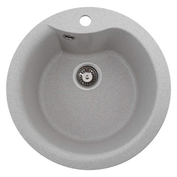 Мийка для кухні гранітна кругла PLATINUM 480 TURAS 480x480x220мм без сифону сіра PLS-A25047