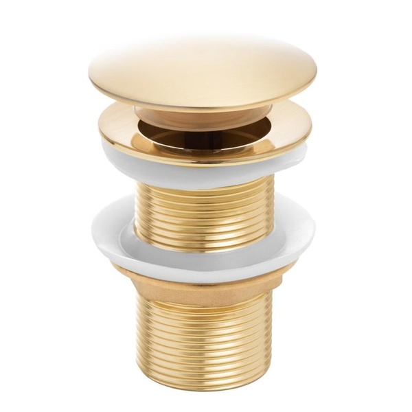 Донный клапан нажимной для раковины YOKA BK.POP-14-BP-GLD мм без перелива латунь 1 1/4" глянцевый золотой BK.POP-14-BP-GLD
