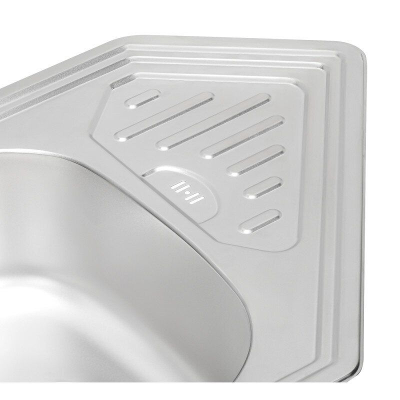 Кухонна мийка із нержавіючої сталі кутова Q-TAP 500мм x 950мм матова 0.8мм із сифоном QT9550SAT08