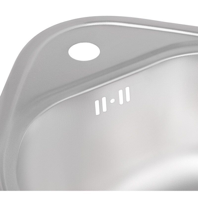 Мийка на кухню із нержавійки кругла Q-TAP 500мм x 440мм мікротекстура 0.8мм із сифоном QT4450MICDEC08