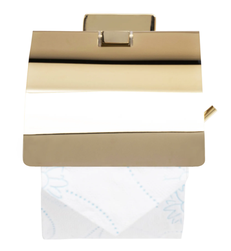 Тримач для туалетного паперу із кришкою REA OSTE 05 GOLD REA-80080 прямокутний металевий золото