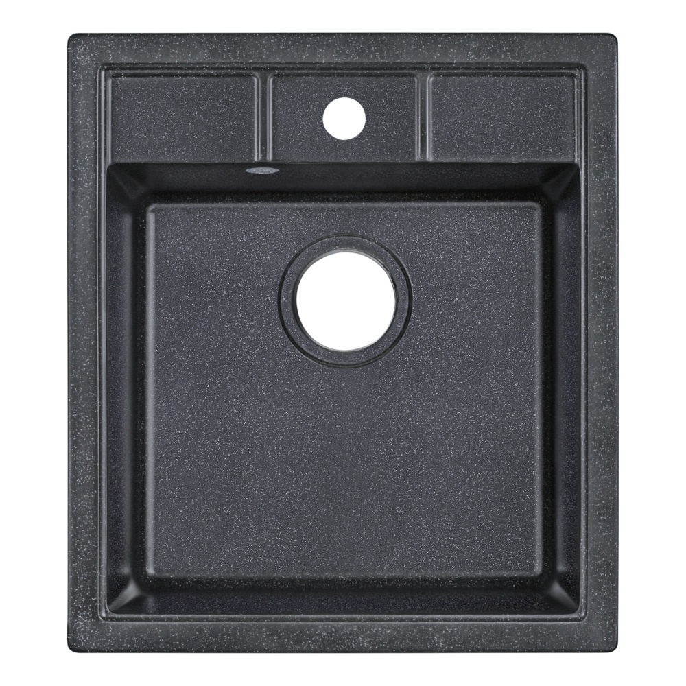 Мийка для кухні гранітна прямокутна LIDZ BLA-03 455x513x215мм із сифоном чорна LIDZBLA03460515200