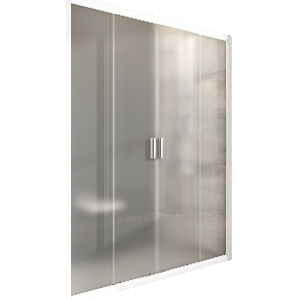 Двері скляні для душової ніші універсальні розсувні чотирисекційні RAVAK BLIX BLDP4-130 190x130см матове скло 6мм профіль білий 0YVJ0100ZG