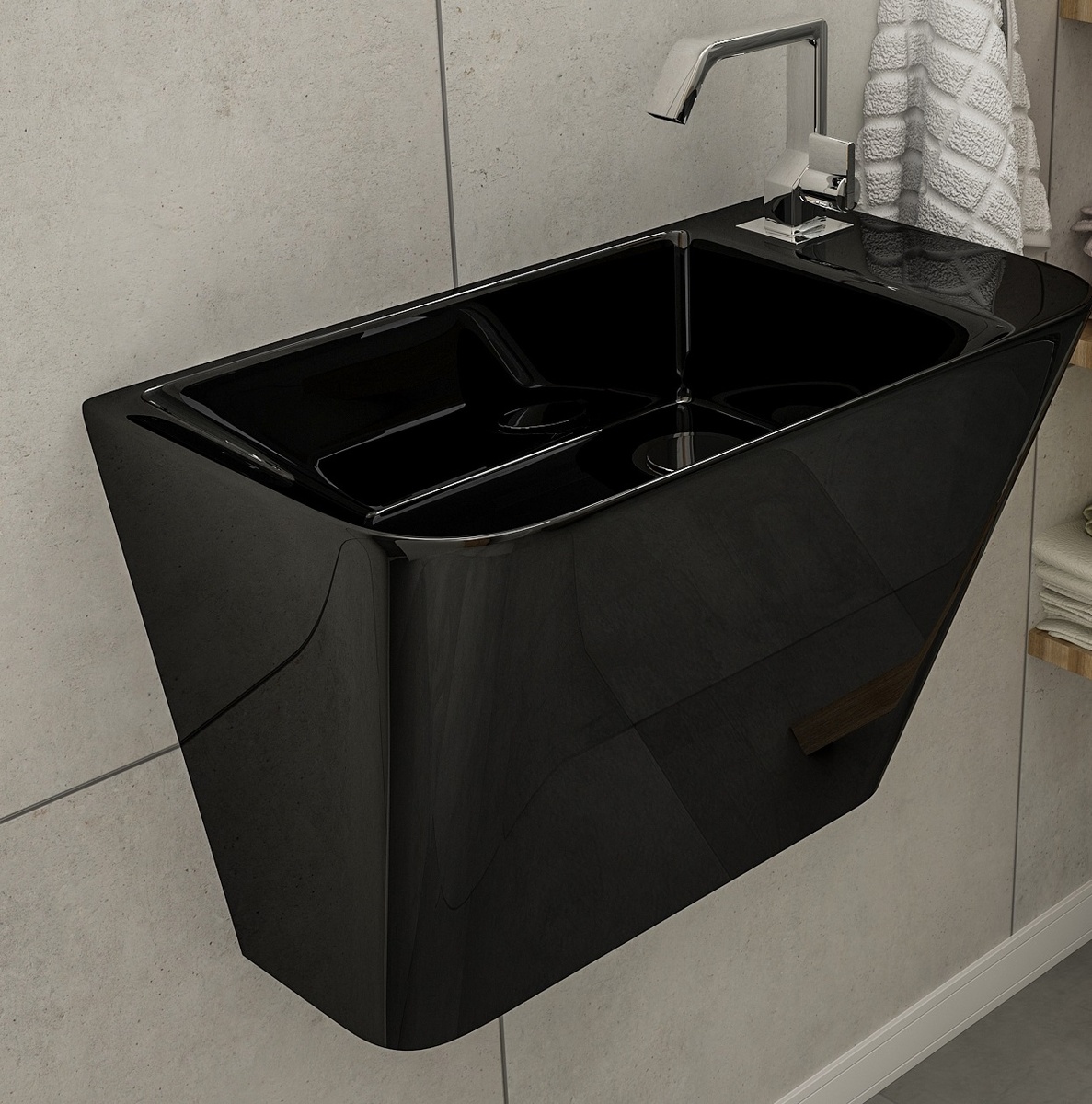Раковина подвесная для ванны 500мм x 280мм VOLLE TEO черный прямоугольная 13-88-601black