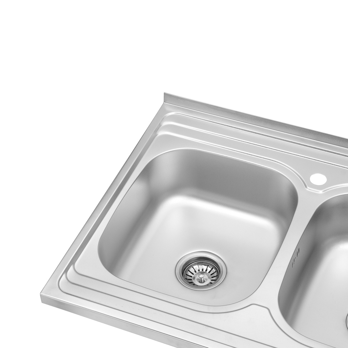 Мийка для кухні із нержавіючої сталі прямокутна накладна KRONER KRP 800x600x180мм матова 0.8мм на дві чаші із сифоном CV022827