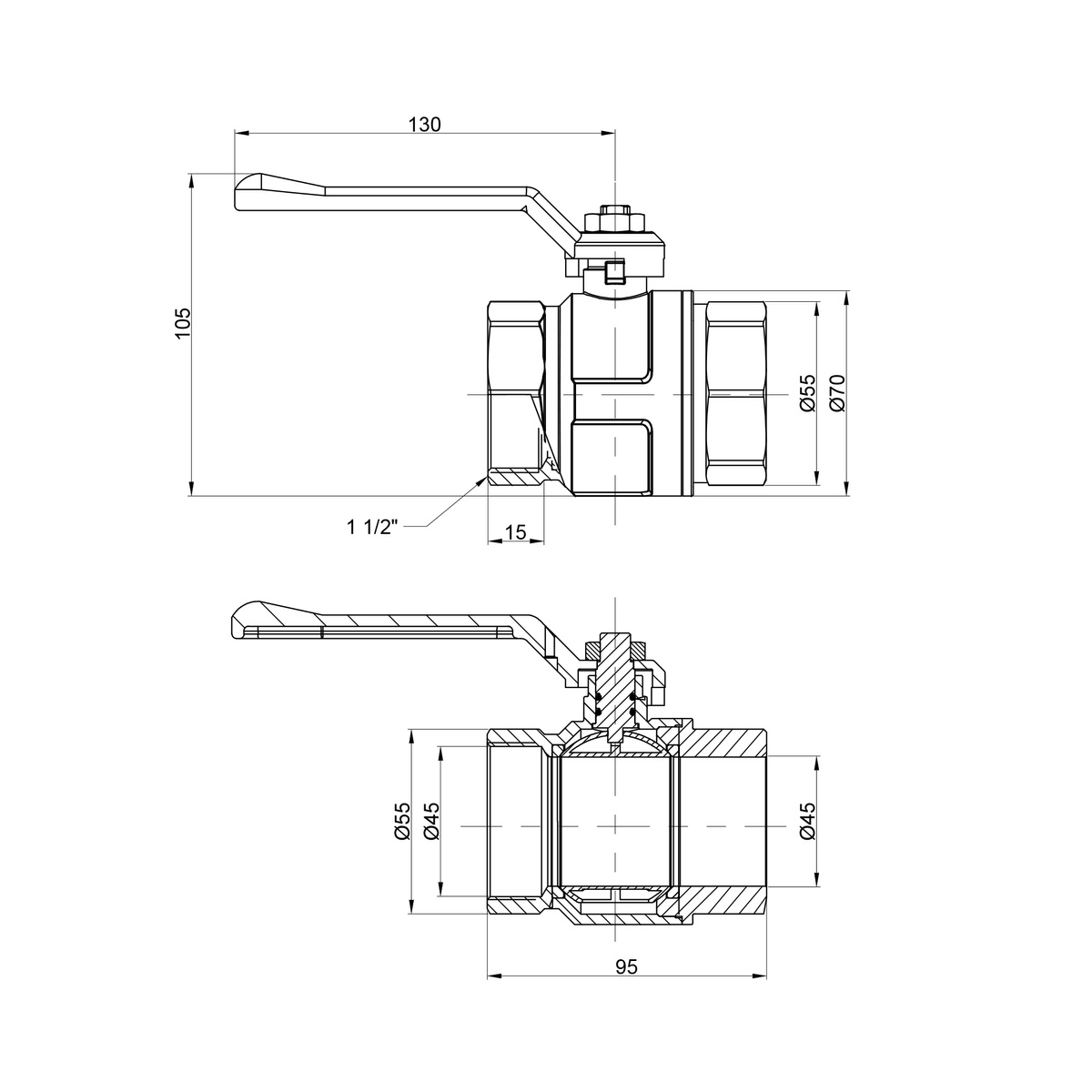 Кран кульовий ICMA №350 1 1/2" вн-вн PN30бар 87350AH11