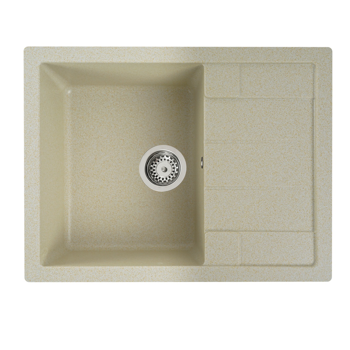 Мийка для кухні гранітна прямокутна PLATINUM 6550 INTENSO 650x500x205мм без сифону бежева PLS-A25107