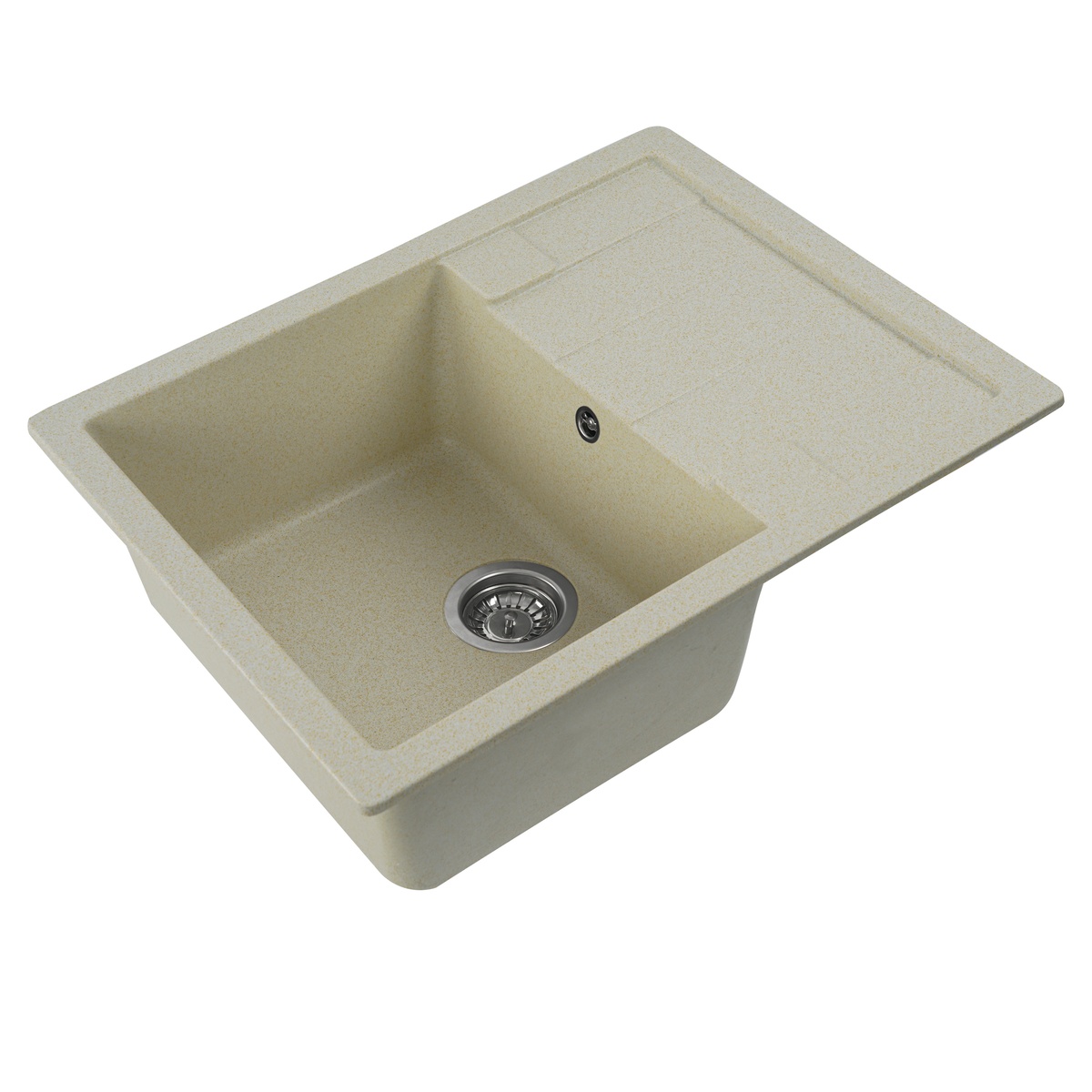 Мийка для кухні гранітна прямокутна PLATINUM 6550 INTENSO 650x500x205мм без сифону бежева PLS-A25107