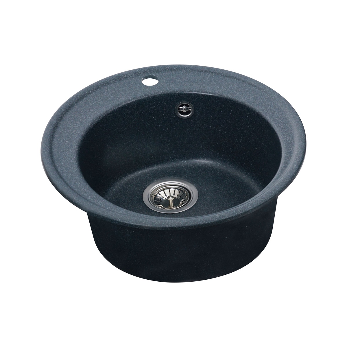 Мийка для кухні гранітна кругла PLATINUM 510 YARA 510x510x180мм без сифону чорна PLS-A27507