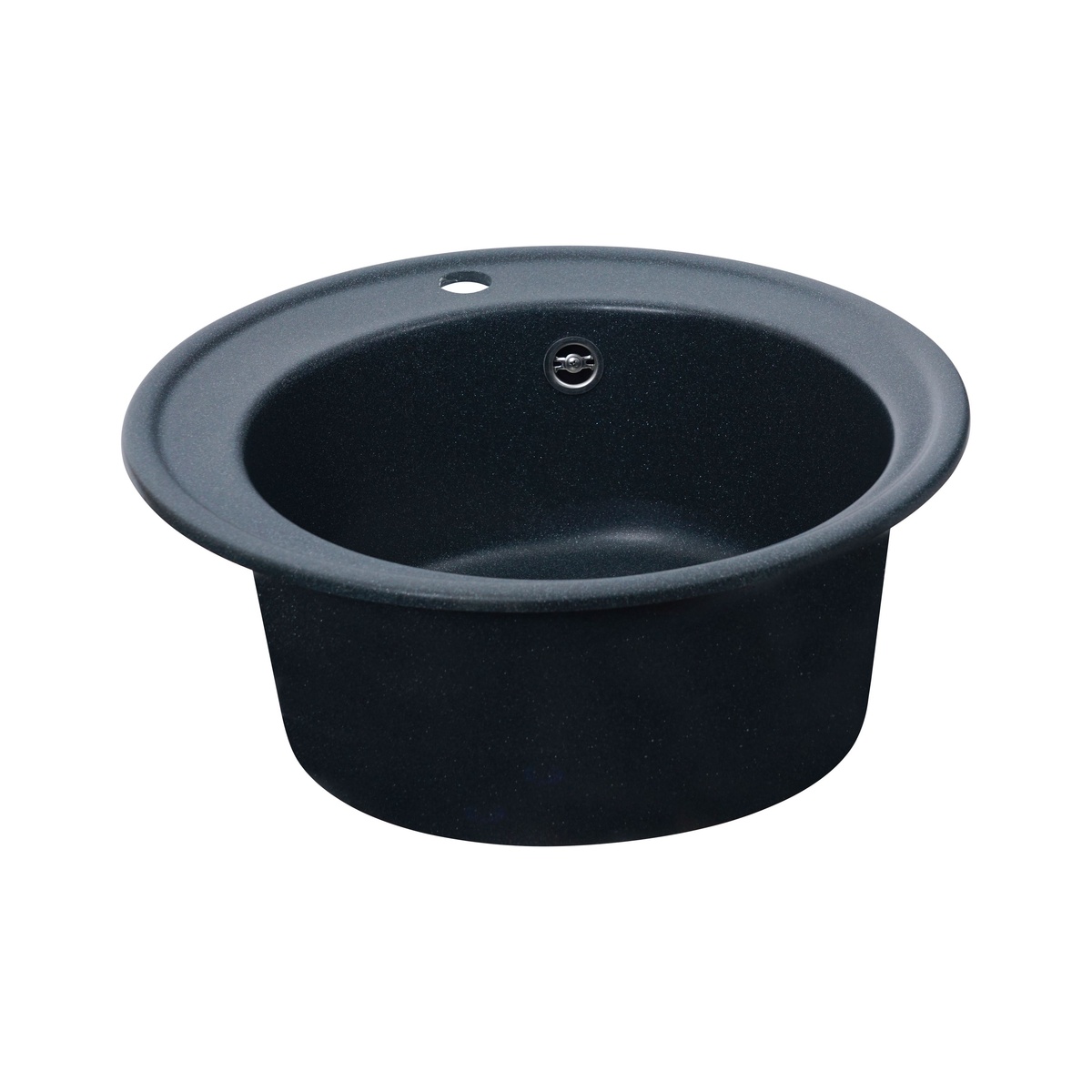 Мийка для кухні гранітна кругла PLATINUM 510 YARA 510x510x180мм без сифону чорна PLS-A27507
