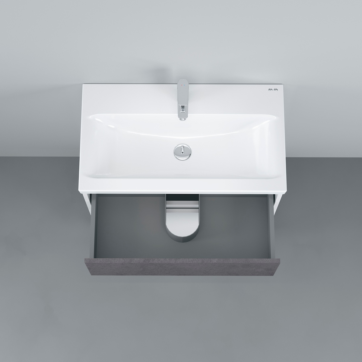 Тумбочка із умивальником для ванної AM.PM GEM S 76x85x42.5см на підлогу сірий M91-FSX0752-WC0752BF38