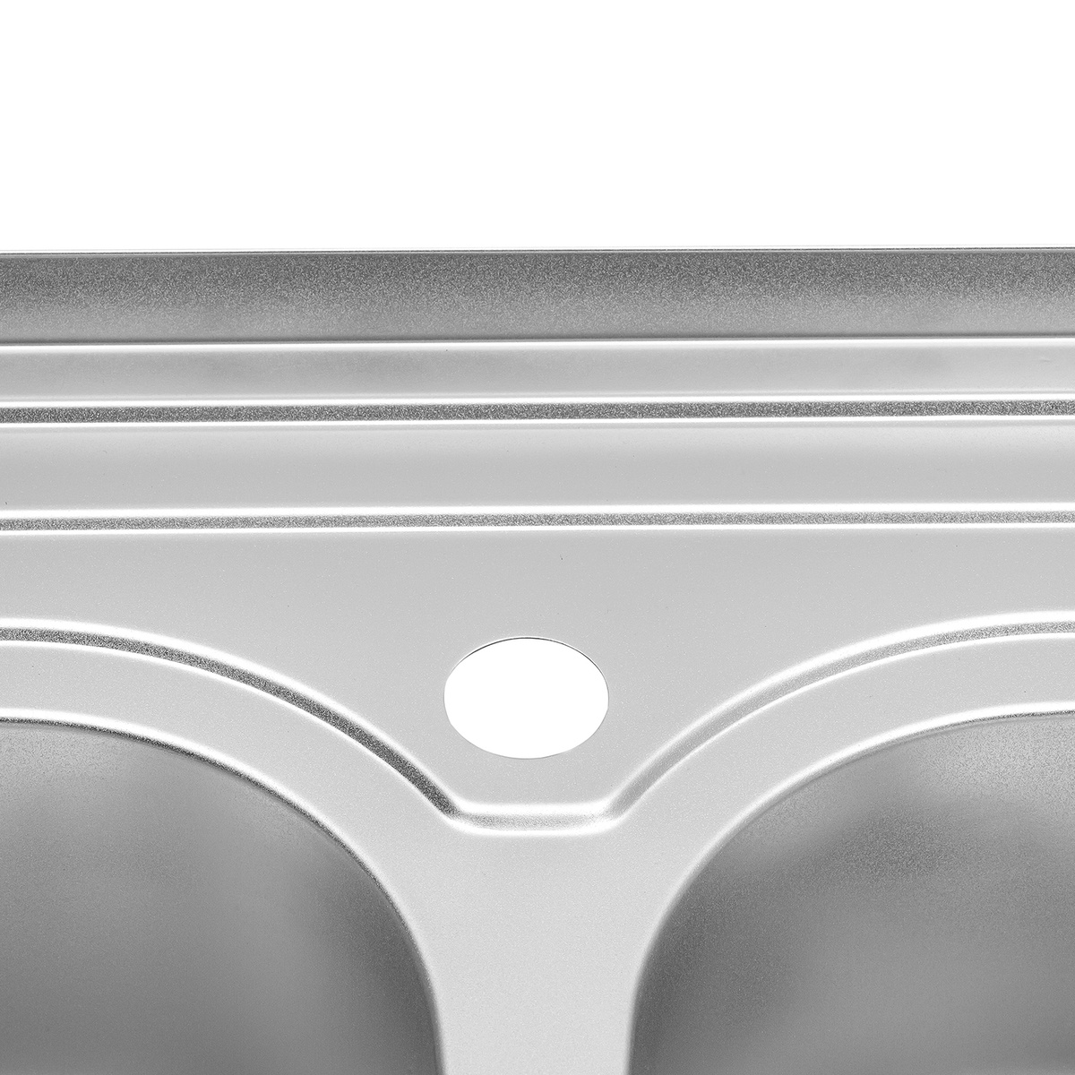 Мийка для кухні із нержавіючої сталі прямокутна накладна KRONER KRP 800x600x180мм матова 0.8мм на дві чаші із сифоном CV022827