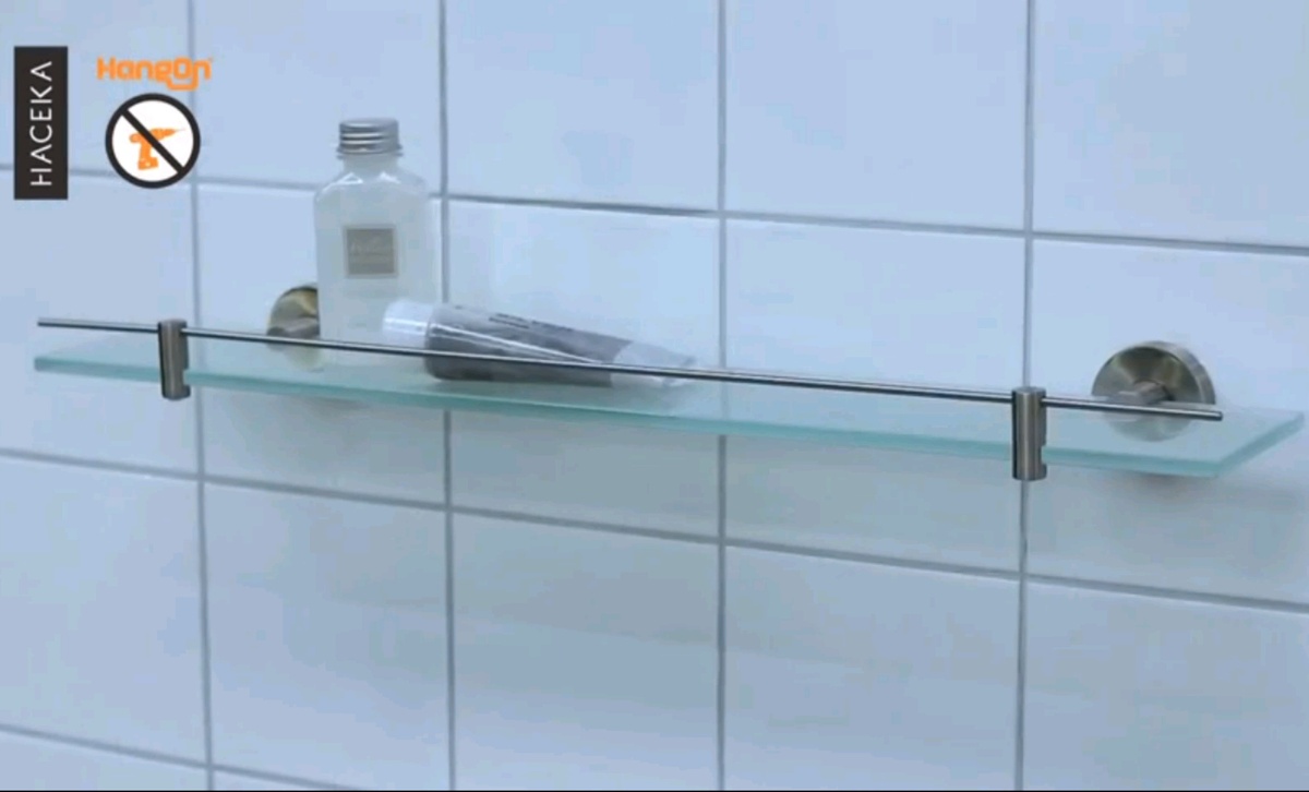Полочка настенная стекло для ванной HACEKA Kosmos TEC сатин прямая 1124682