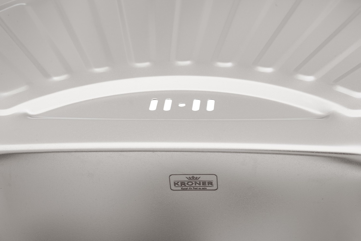 Мийка для кухні із нержавіючої сталі прямокутна KRONER KRP 750x490x180мм матова 0.8мм із сифоном CV022782