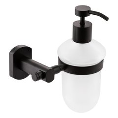 Дозатор для жидкого мыла Q-TAP Liberty QTLIBBLM1152 настенный на 200мл округлый стеклянный черный