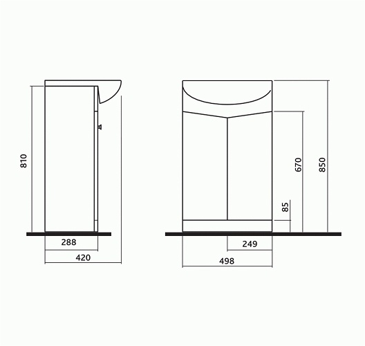 Тумба під умивальник KOLO NOVA 50x81x29см на підлогу біла без умивальника 89025-000