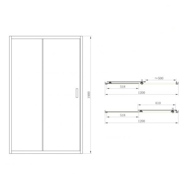 Дверь стеклянная для душевой ниши универсальная раздвижная двухсекционная PRIMERA Frame 190x120см прозрачное стекло 6мм профиль хром SDC1012