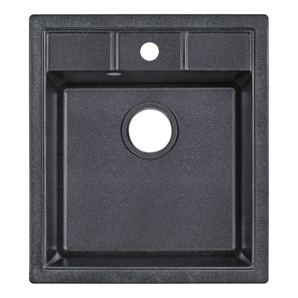 Мийка для кухні гранітна прямокутна LIDZ BLA-03 455x513x215мм із сифоном чорна LIDZBLA03460515200