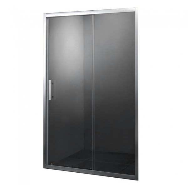 Двері скляні для душової ніші універсальні розсувні двосекційні PRIMERA Frame 190x120см прозоре скло 6мм профіль хром SDC1012