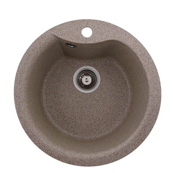 Мийка для кухні гранітна кругла PLATINUM 480 TURAS 480x480x220мм без сифону бежева PLS-A25039