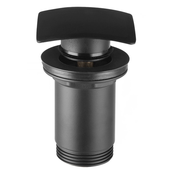 Донний клапан натискний для раковини FERRO Quadro 68мм із переливом латунь прямокутний 1 1/4" матований чорний S284-BL-B