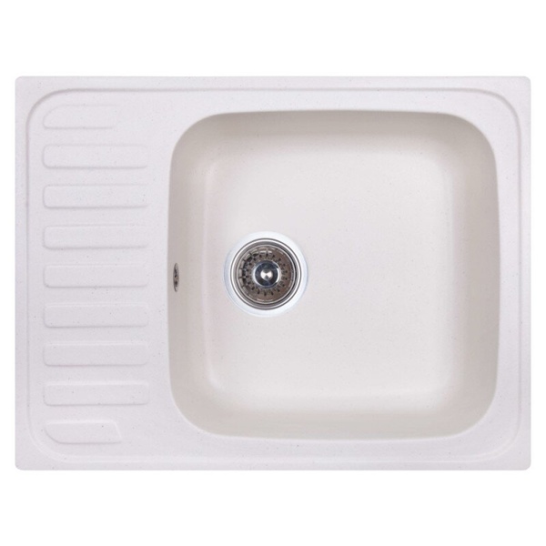 Мийка на кухню керамічна прямокутна COSH 635мм x 485мм білий із сифоном COSH6449K203