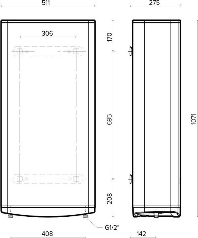 Бойлер електричний універсальний 80л ARISTON Velis Tech мокрий тен 3кВт 1071x511x275мм 3100918
