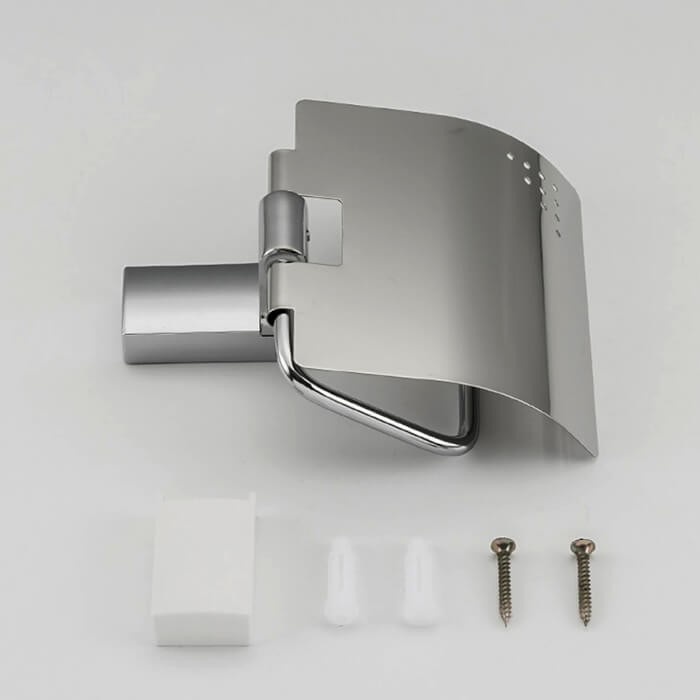 Держатель для туалетной бумаги с крышкой FRAP F1803 прямоугольный металлический хром