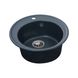 Мийка для кухні гранітна кругла PLATINUM 510 YARA 510x510x180мм без сифону чорна PLS-A27507 3 з 5