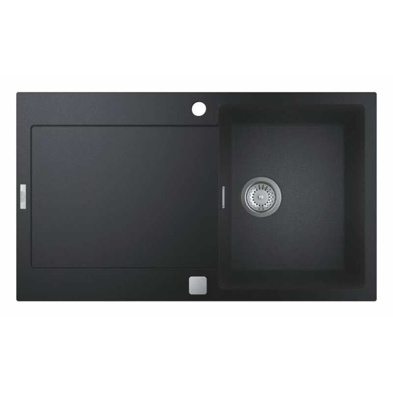 Мойка на кухню керамогранитная прямоугольная GROHE 860мм x 500мм черный с сифоном 31644AP0