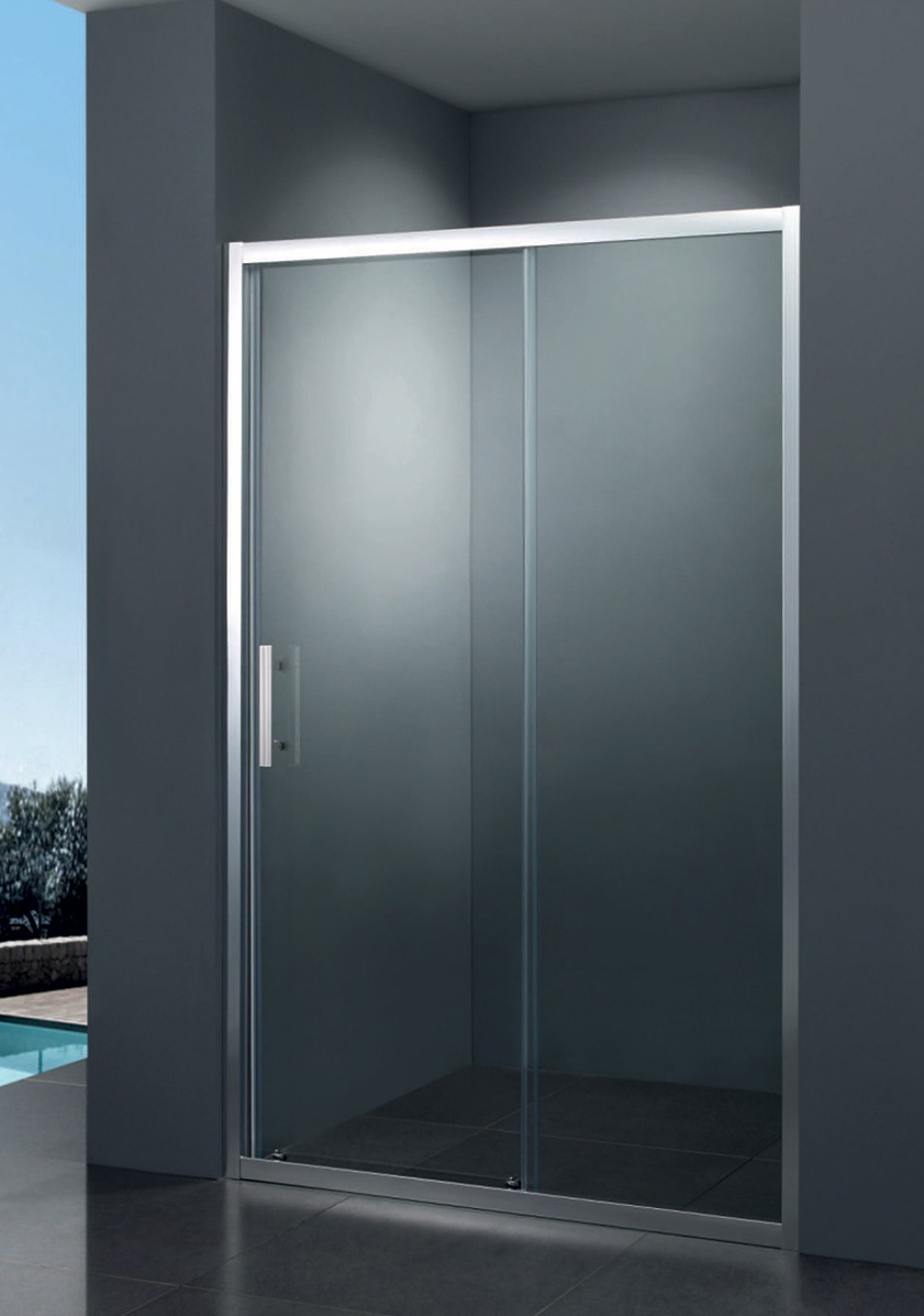 Двері скляні для душової ніші універсальні розсувні двосекційні PRIMERA Frame 190x120см прозоре скло 6мм профіль хром SDC1012