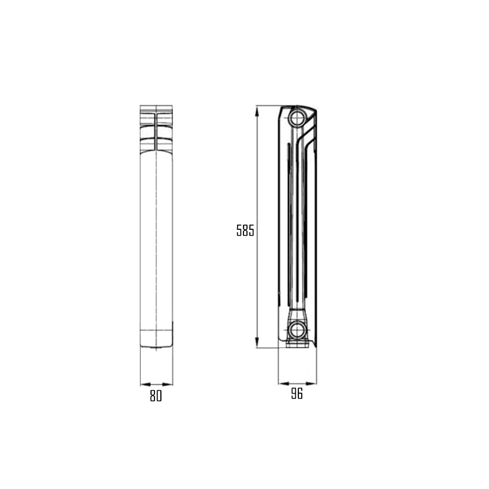 Алюминиевый радиатор отопления THERMO ALLIANCE All-Magnum боковое подключение 565 мм x 800 мм M50096A