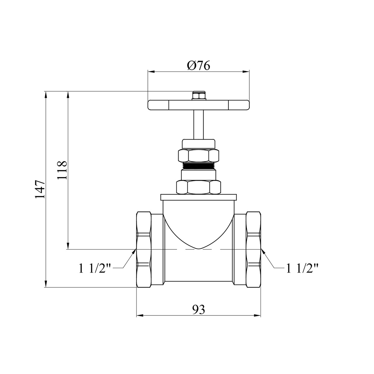 Вентиль LEXLINE УК1124-В 1 1/2" вн-вн PN10бар CV030256