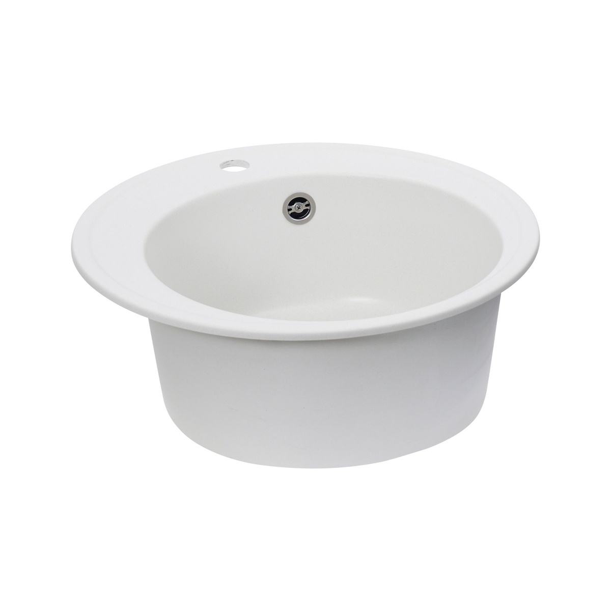 Мийка для кухні гранітна кругла PLATINUM 510 YARA 510x510x180мм без сифону біла PLS-A24805