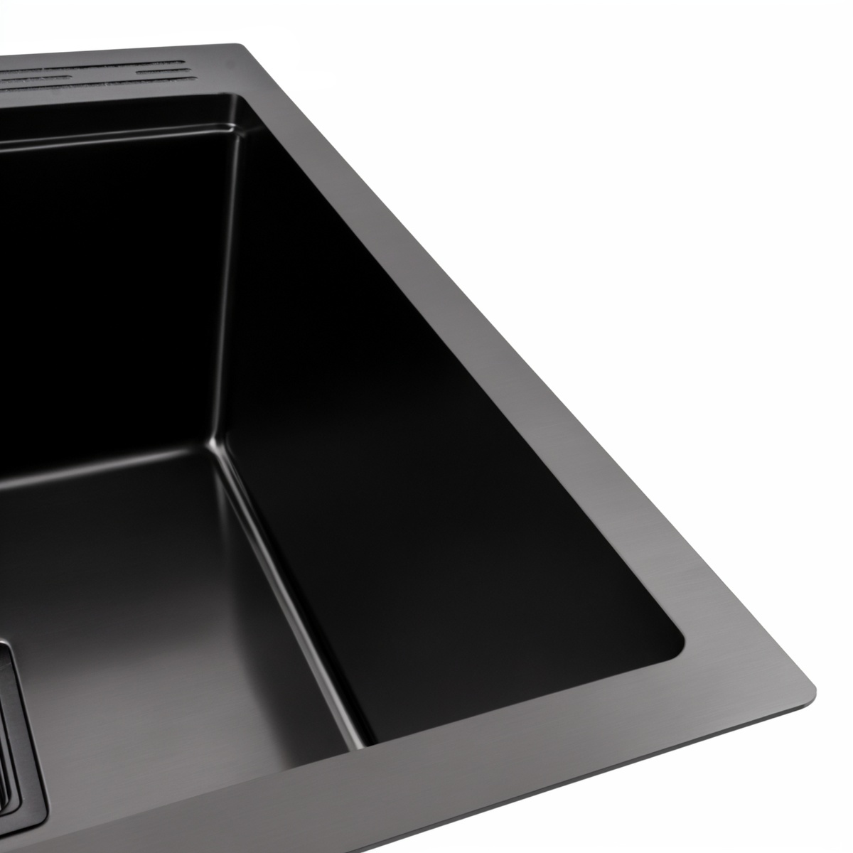 Мийка для кухні із нержавіючої сталі квадратна PLATINUM Handmade PVD 500x500x230мм матова 1мм чорна із сифоном PLS-A40746