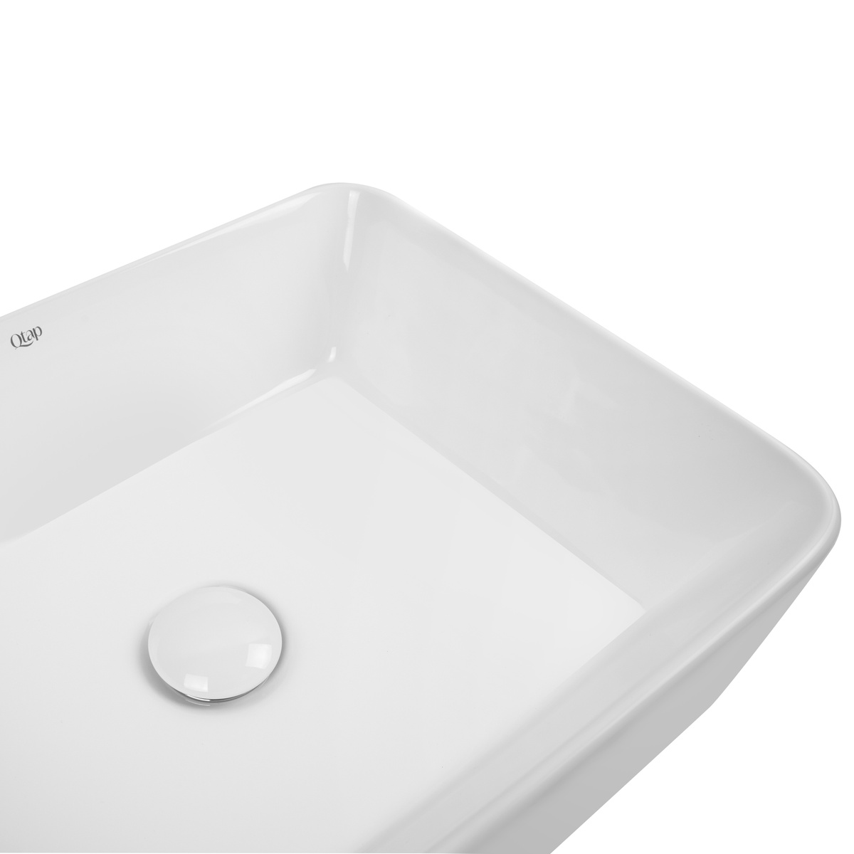 Умивальник накладний на стільницю у ванну 485мм x 375мм Q-TAP Tern білий прямокутна QT17112074W