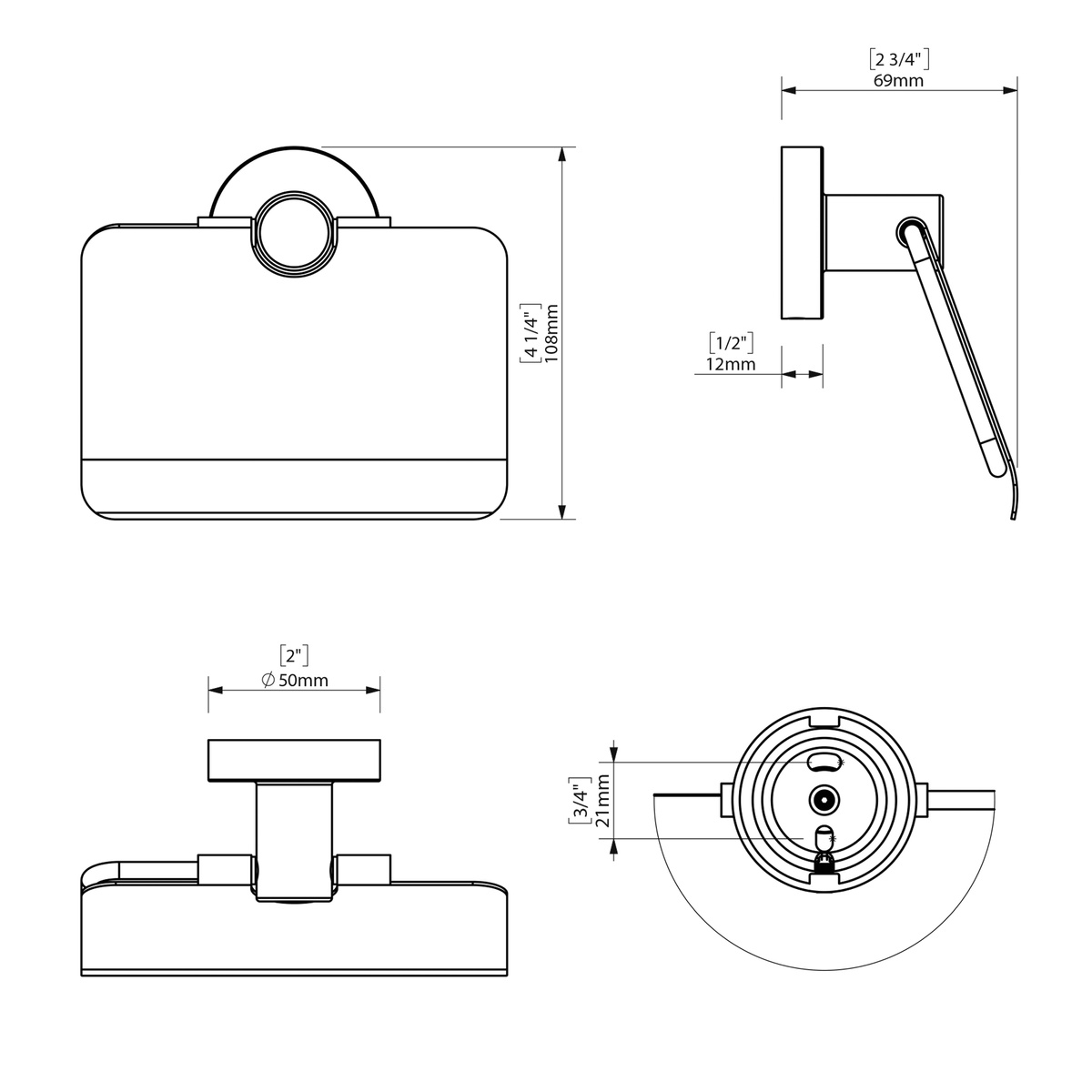 Тримач для туалетного паперу із кришкою SONIA ASTRAL 181353 округлий металевий хром 000026845