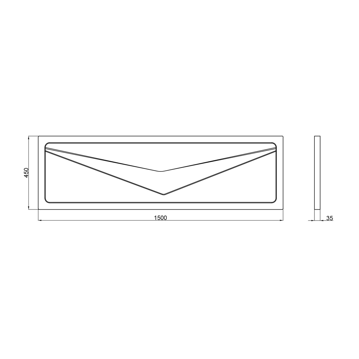 Панель для ванны белая акриловая LIDZ PANEL R 1500x450мм LPR150