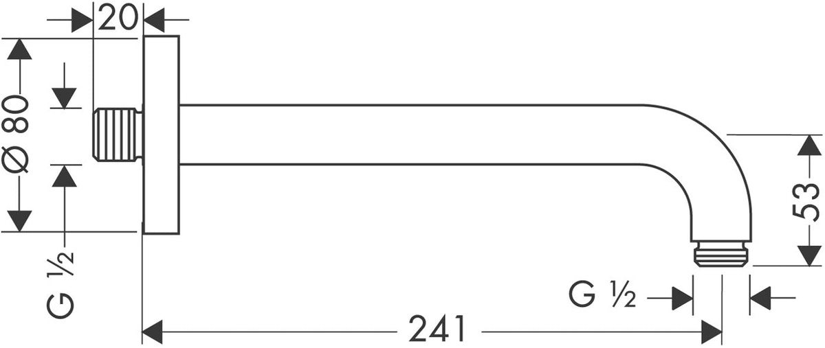 Кронштейн настенный HANSGROHE для верхнего душа 241мм латунный хром 27409000