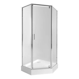 Кабина для душа Q-TAP пятиугольная c поддоном Leo 90x90x205см прозрачный витраж 6мм профиль хром LEOCRM10995AC6LEOSCO309915