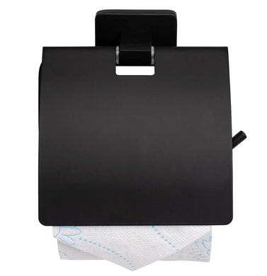 Держатель для туалетной бумаги с крышкой REA OSTE 05 BLACK прямоугольный металлический черный REA-80045