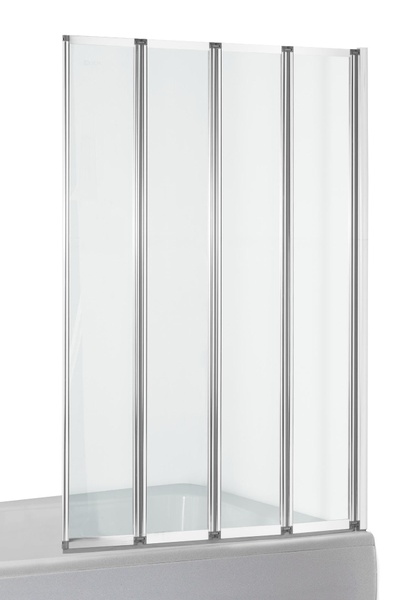 Ширма стеклянная для ванной оборачиваемая четырехсекционная гармошка 140см x 89см EGER стекло прозрачное 5мм профиль хром 599-110