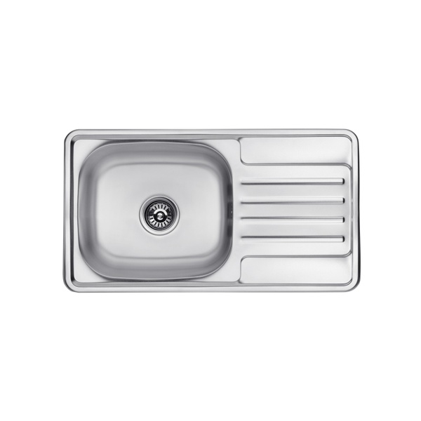 Мийка для кухні із нержавіючої сталі прямокутна KRONER KRP 760x420x180мм матова 0.8мм із сифоном CV025282