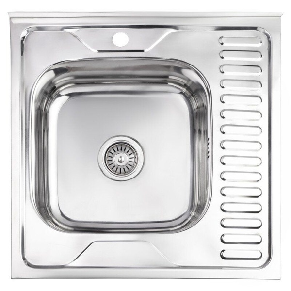 Кухонна мийка із нержавіючої сталі квадратна накладна LIDZ 600мм x 600мм глянцева 0.6мм із сифоном LIDZ6060LPOL06