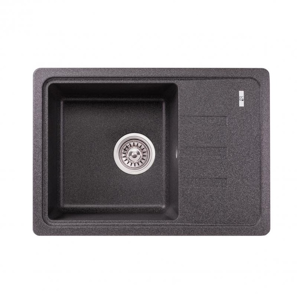 Кухонна мийка гранітна прямокутна LIDZ GRF-13 430мм x 615мм чорний із сифоном LIDZGRF13620435200