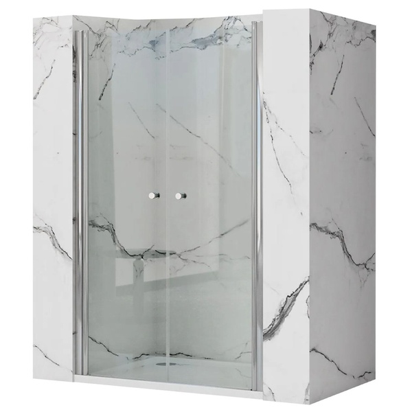Дверь стеклянная для душевой ниши универсальная распашная двухсекционная REA WESTERN SPACE N2 190x100см прозрачное стекло 6мм профиль хром REA-K9994