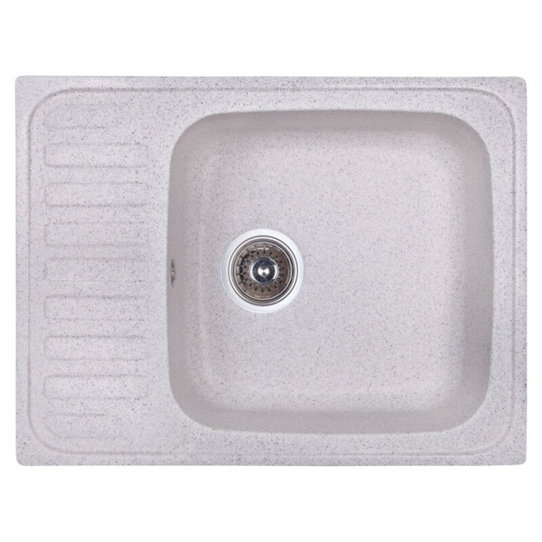 Мийка на кухню гранітна прямокутна COSH 635мм x 485мм сірий із сифоном COSH6449K210